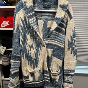Polo by Ralph Lauren Patterned Cardigan in Blue and Cream